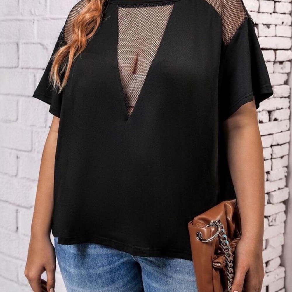 Elegant Black Mesh Top